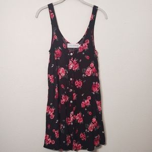 Gypsy Warrior Black & Red Floral Button Down Dress